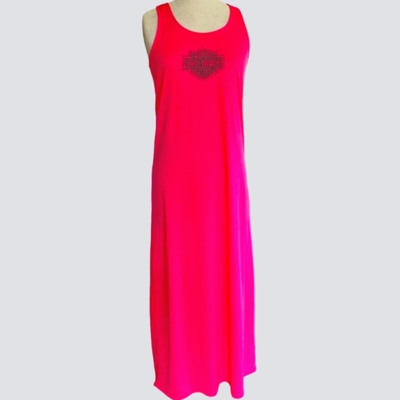 NWT HARLEY DAVIDSON SLEEVELESS MAXI DRESS WITH RHINESTONE DETAILING - Picture 1 of 11